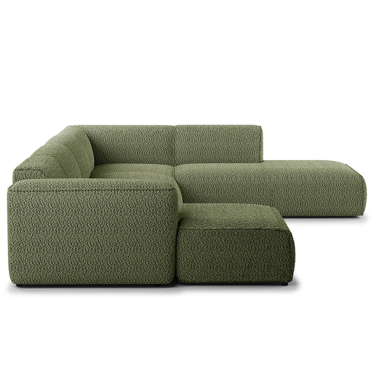 WOHNLANDSCHAFT mit Longchair - Schwarz/Grün, Kunststoff/Textil (325/71/235cm) - home24