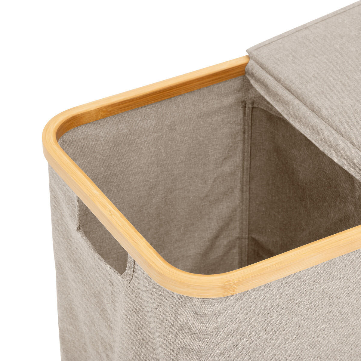 WÄSCHEKORB mit zwei Fächern Tidy 80 l 53/33/54 cm - Beige, Textil (33/54/53cm) - 5five Simply Smart