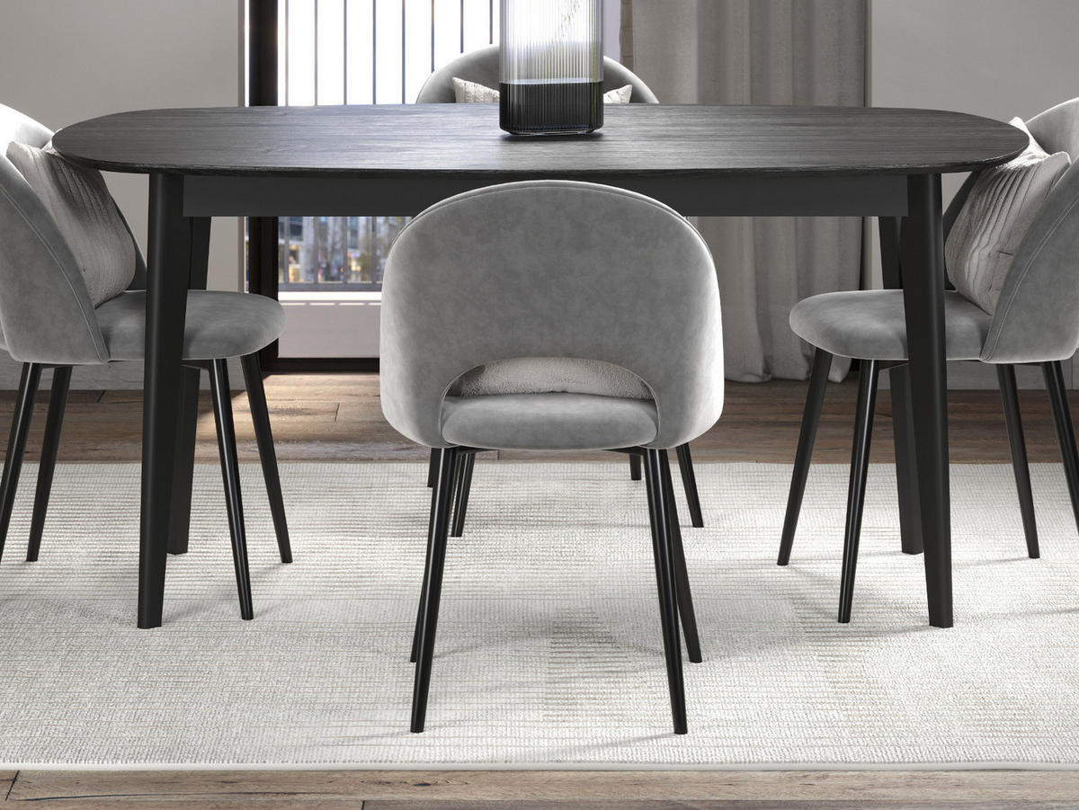 ESSTISCH Esche schwarz 160 x 90 cm, moderner Küchentisch - Schwarz, Holzwerkstoff (77/160/90cm) - Top.Furn
