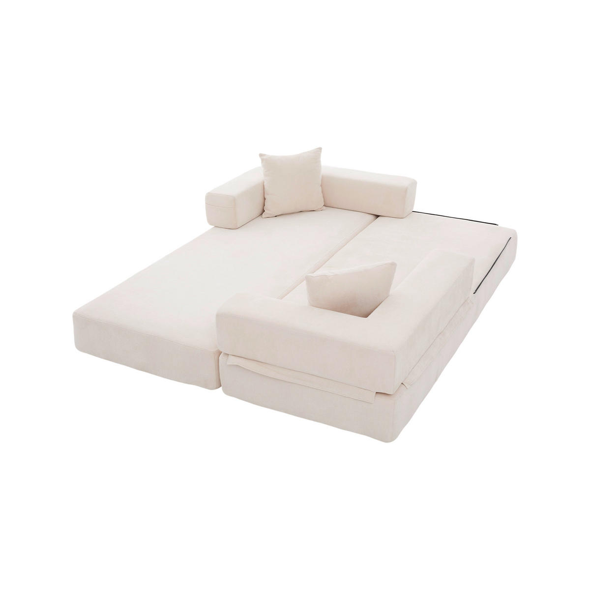 SCHLAFSOFA 198/79/60 cm Beige mit Aufbewahrungstaschen - Beige, Textil (198/60/79cm) - Oxeza