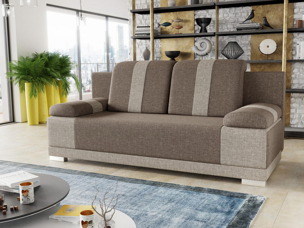 SCHLAFSOFA Imola - Beige/Silberfarben, Holz/Kunststoff (195/87/85cm)