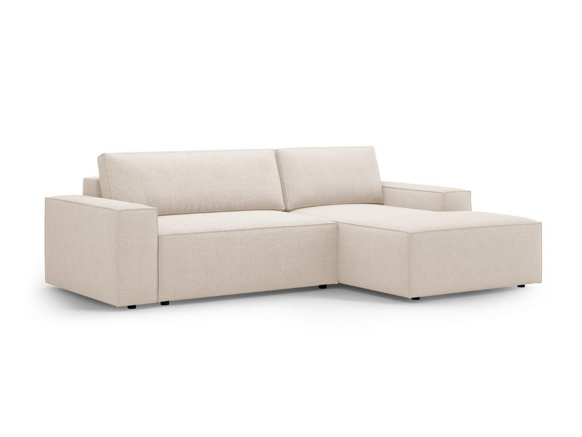 ECKSOFA ausklappbar rechts mit Container Jodie aus Boucle beige 3 Sitzplätze - Beige, Textil (151/246cm) - Micadoni