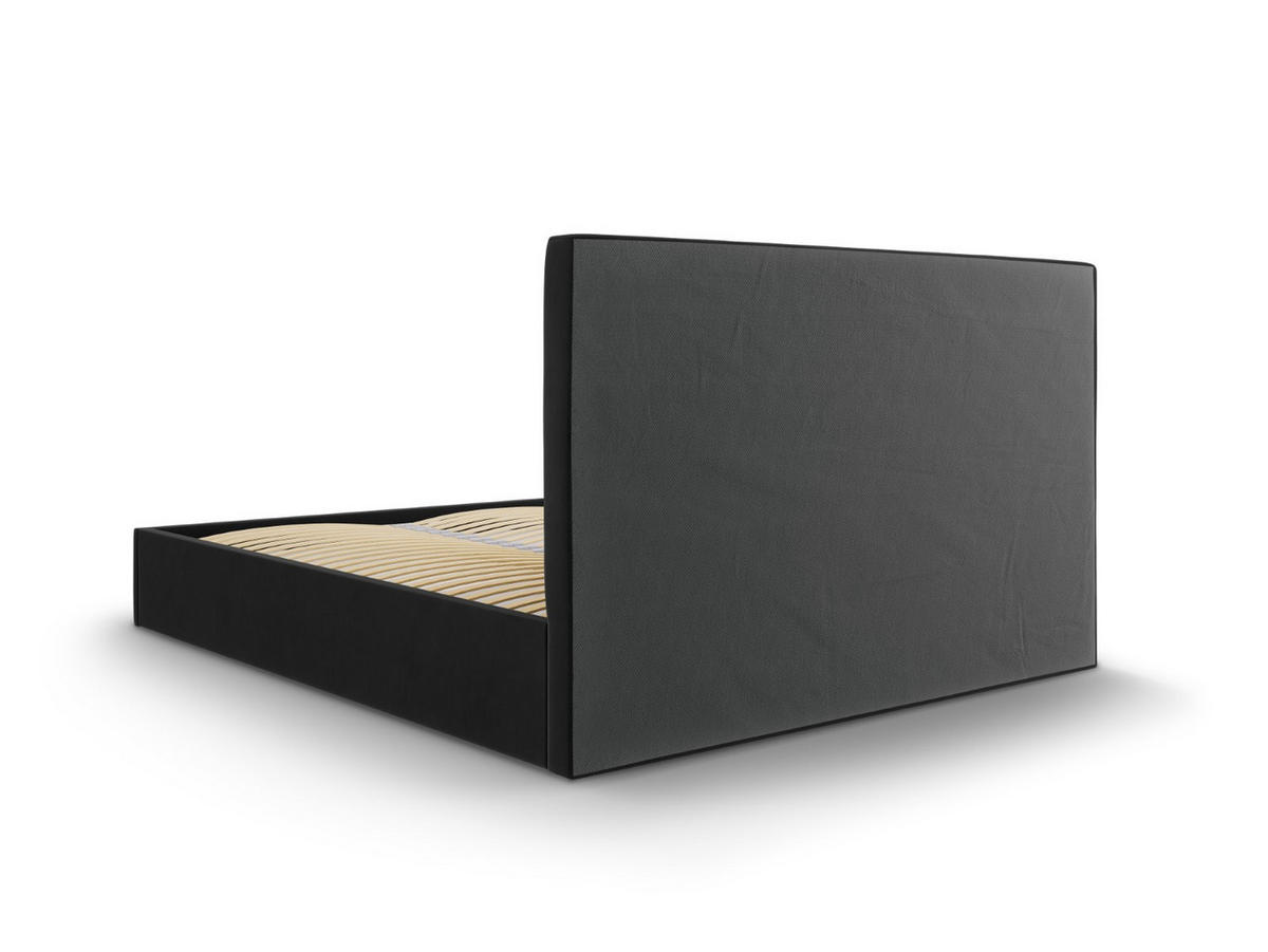 BETT mit Bettkasten und Kopfteil Pyla aus Samt schwarz 160x200cm - Schwarz, Textil (160/200cm) - Micadoni