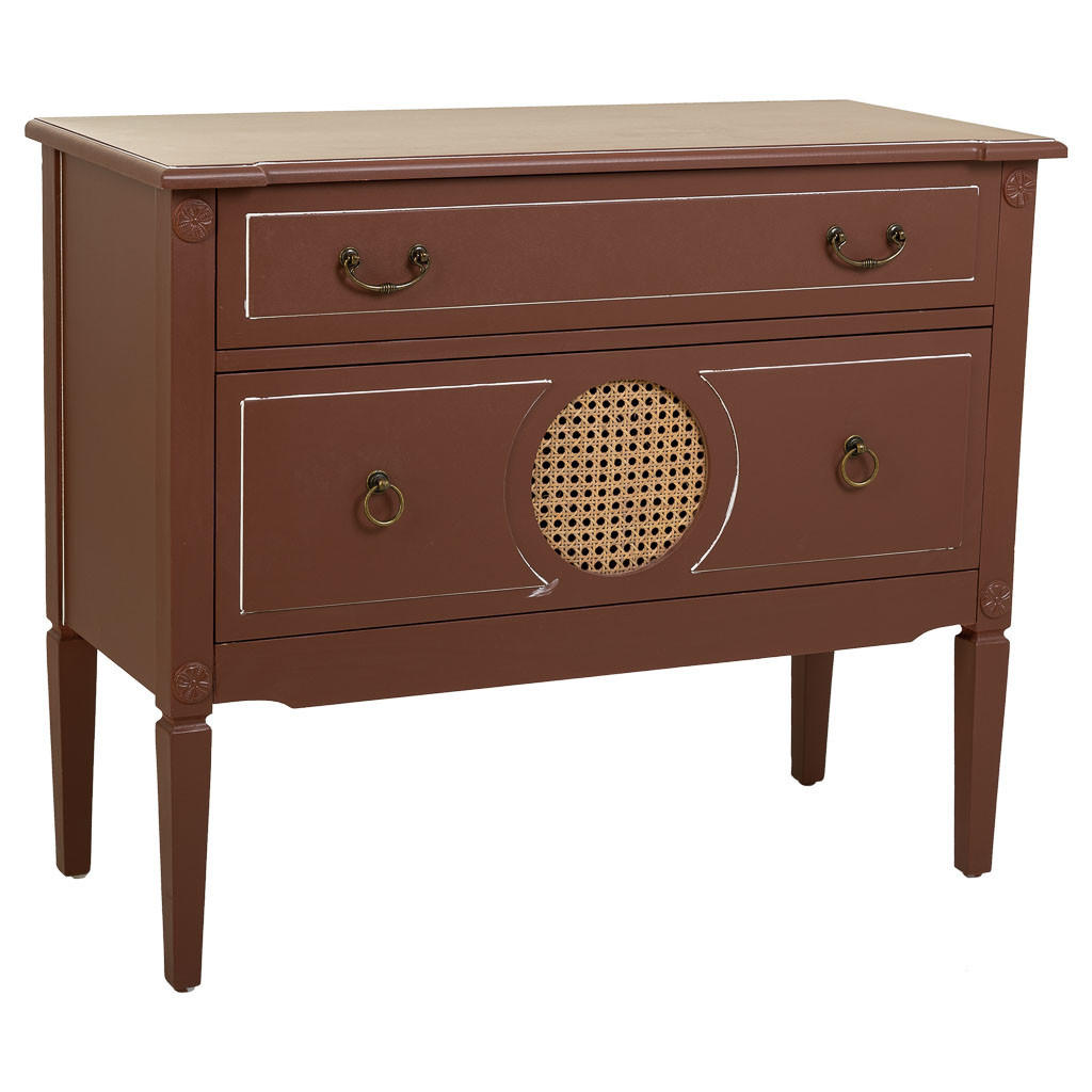 KOMMODE aus braunem Holz und Rattan, 88x38x72 cm - Braun, Holz (88/72/38cm) - Wanderlust