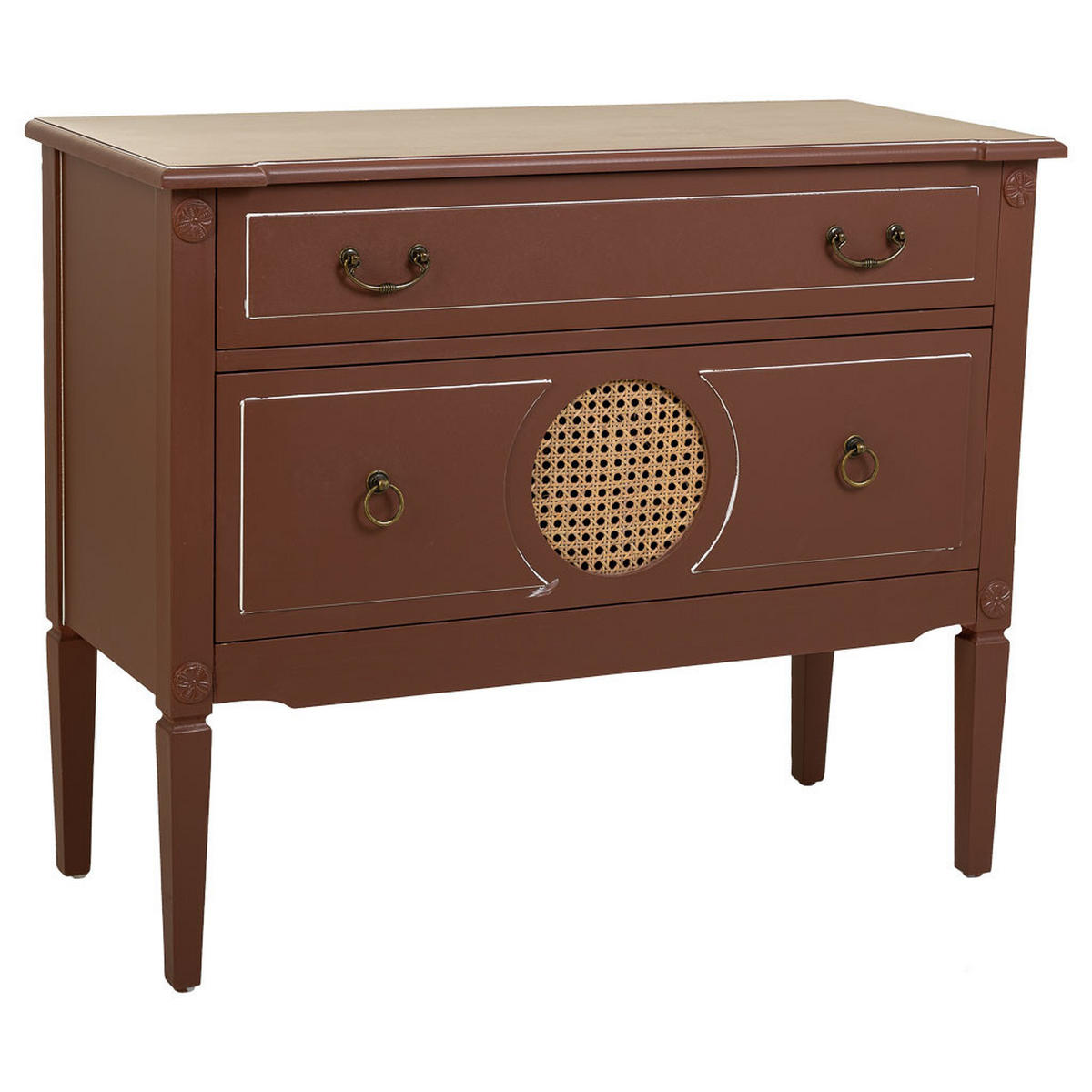 KOMMODE aus braunem Holz und Rattan, 88x38x72 cm - Braun, Holz (88/72/38cm) - Wanderlust