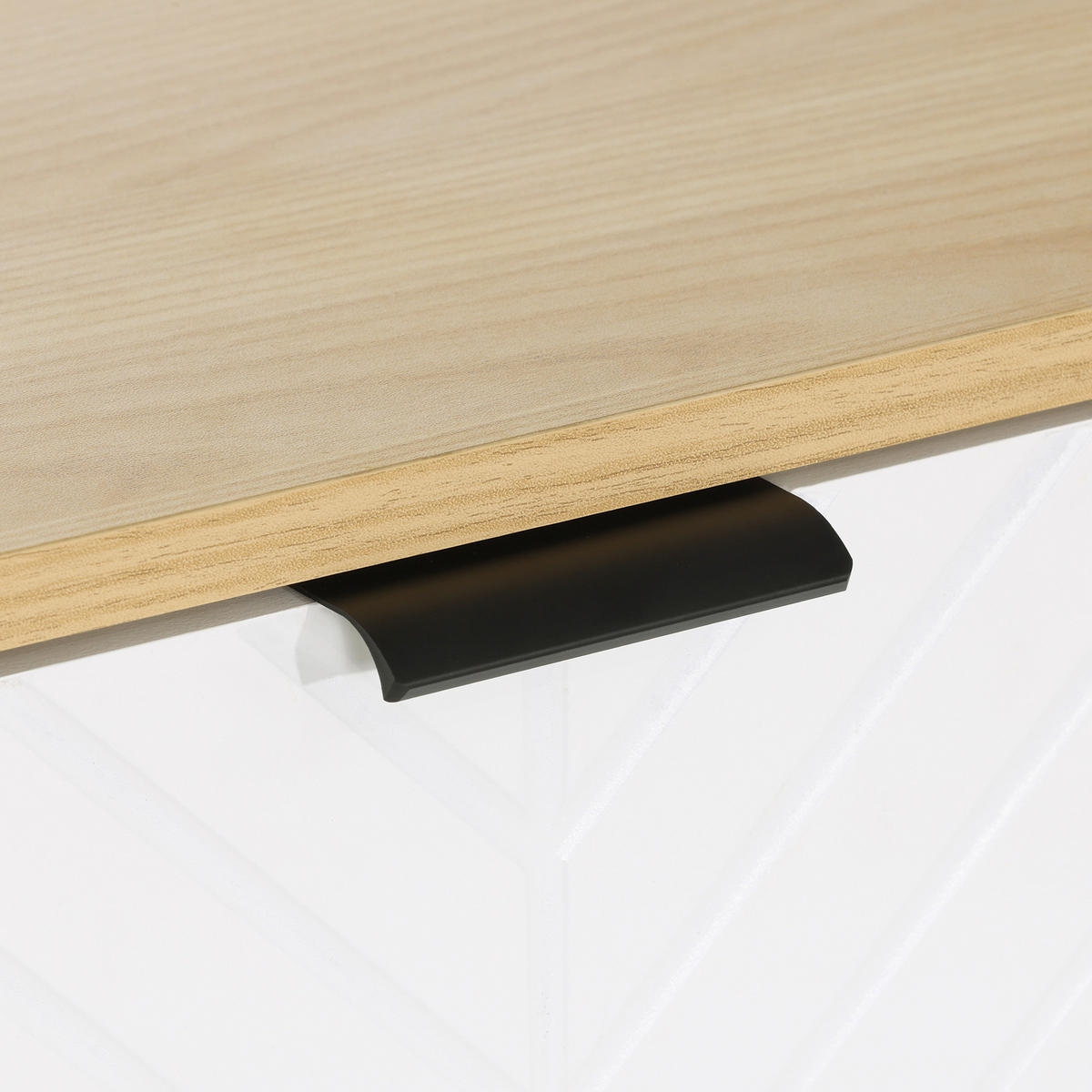 SIDEBOARD DE-11148 Chevron-Muster, 2 Türen Naturholz - Naturfarben, Holzwerkstoff (91.5/77.4/35cm) - ComfortXL