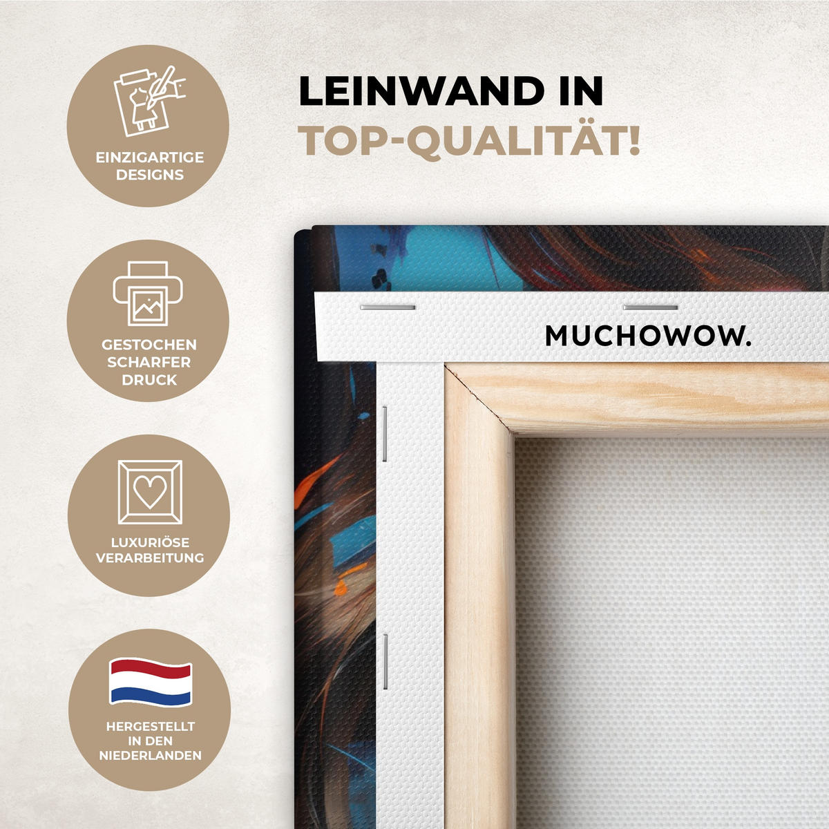 LEINWANDBILD Frau - Porträt - Farbenfroh - Kunst 30x40 cm - Multicolor, Textil (30/40cm) - MuchoWow