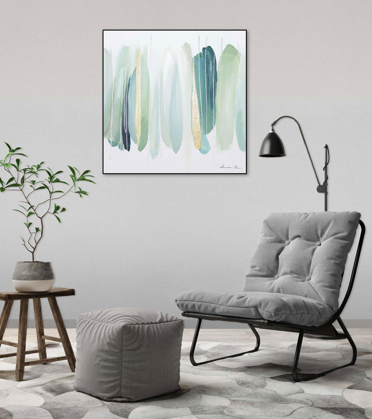 ÖLGEMÄLDE 60/60 cm - Grün, Holz/Textil (1.7/60cm) - KUNSTLOFT