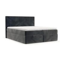 BOXBETT Velma 180/200 cm Anthrazit im Paros Stoff - Anthrazit/Schwarz, Holz/Holzwerkstoff (180/200cm) - AltaBeds