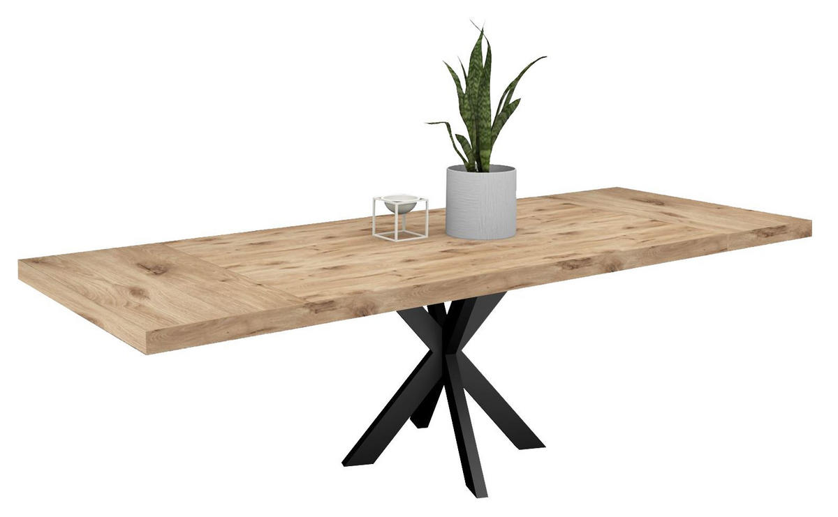 ESSTISCH Elgin 1 210-310x80x100 Holzwerkstoff Schwarz/Viking Oak - Eichefarben/Schwarz, Holzwerkstoff (210/100/80cm) - 58aufmkessel