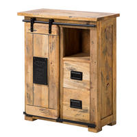 KOMMODE - Mango massiv / Eisen - Mango / Schwarz - Braun, Holz/Metall (75/90/36cm) - home24