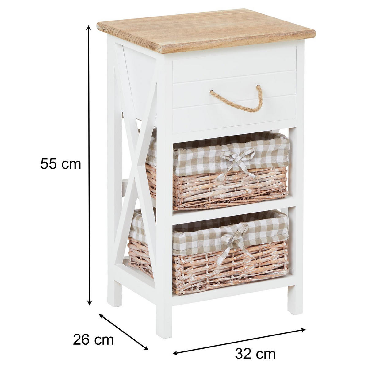 NACHTTISCH PERUGIA - Weiß, Holz (32/55/26cm) - CARO-Möbel