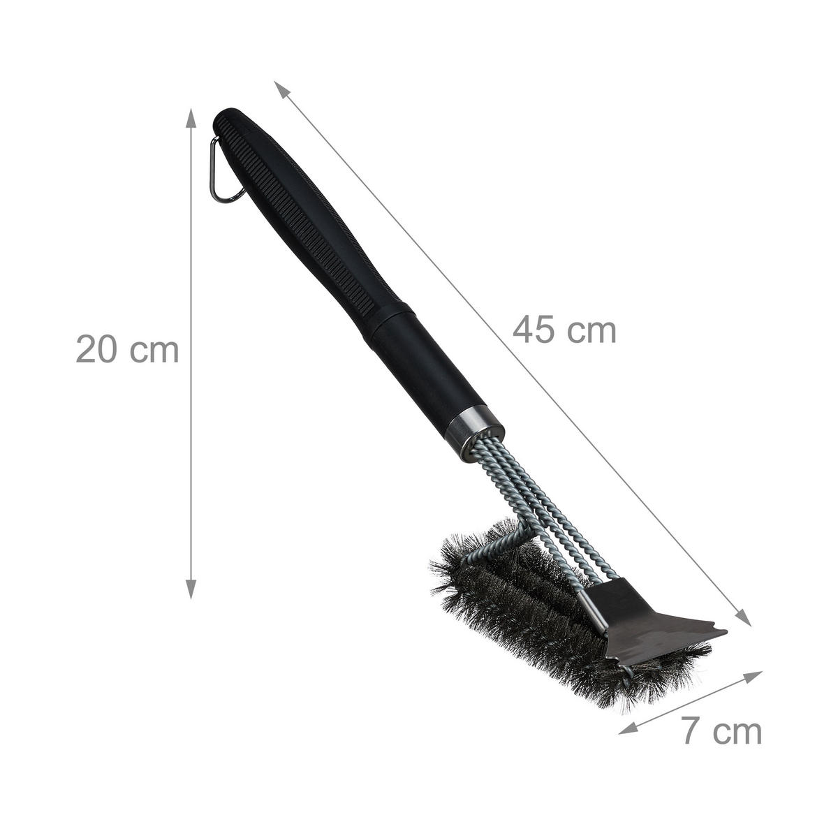 2xGRILLBÜRSTE - Schwarz, Kunststoff/Metall (7cm) - Relaxdays