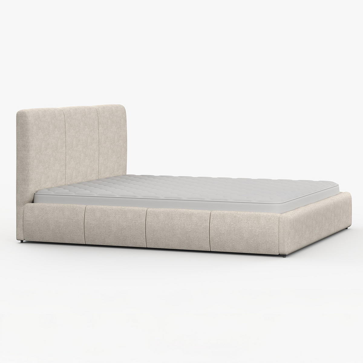 POLSTERBETT ALIA, Lattenrost, ohne Bettkasten, gepolsterte Kopfstütze 160/200 in Beige - Beige, Holz/Textil (160/200cm) - imoebel24