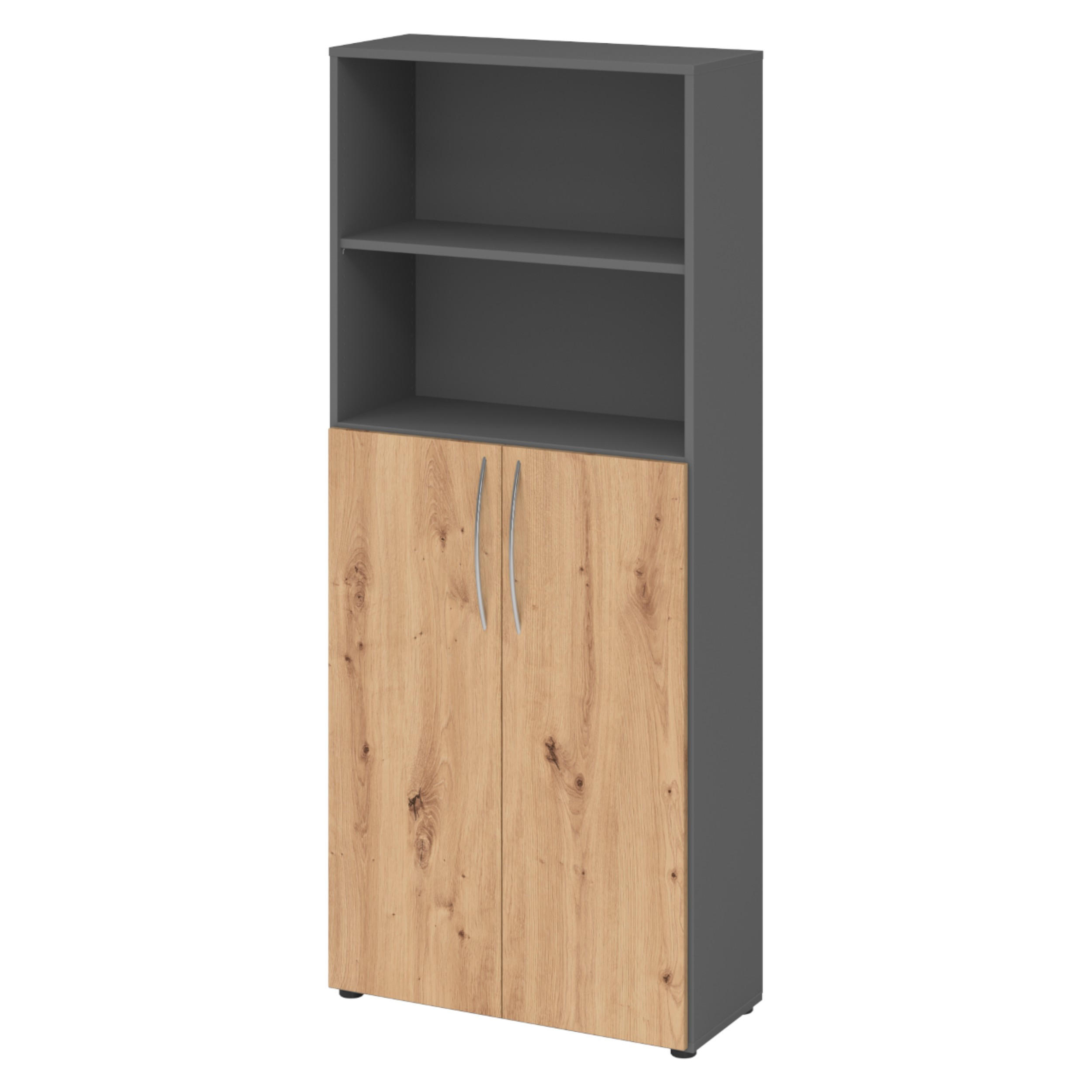 REGALSCHRANK - 5 Ordnerhöhen 35/80/188 cm in Graphitfarben/Wildeiche - Wildeiche/Graphitfarben, Holzwerkstoff (80/188/35cm) - bümö