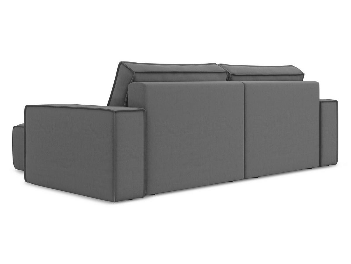 ECKSOFA mit Schlaffunktion Samt Stoff Grau - Schwarz/Grau, Kunststoff/Textil (257/148cm) - Makamii