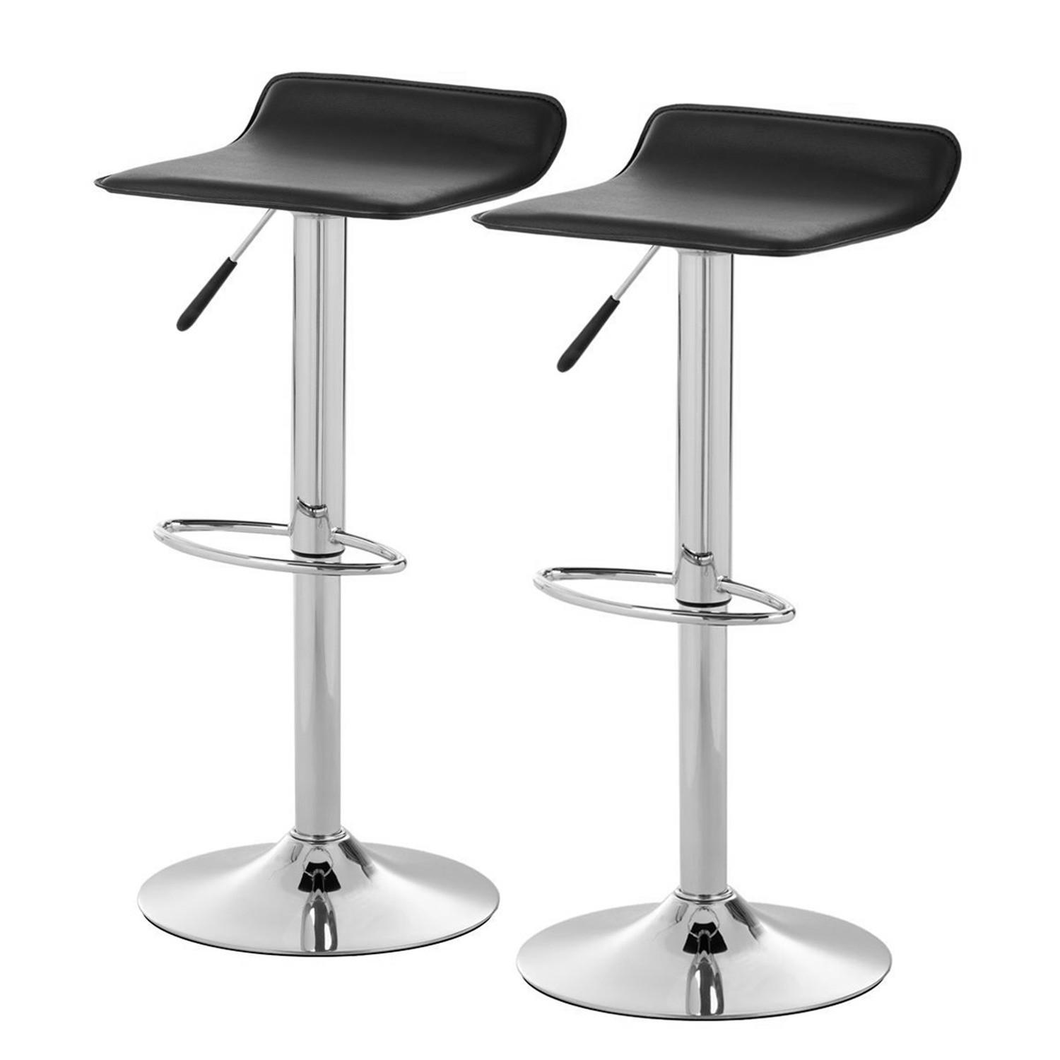BARHOCKER (2er-Set) - Kunstleder - Chromfarben/Schwarz, Kunststoff/Metall (38/63/39cm) - home24