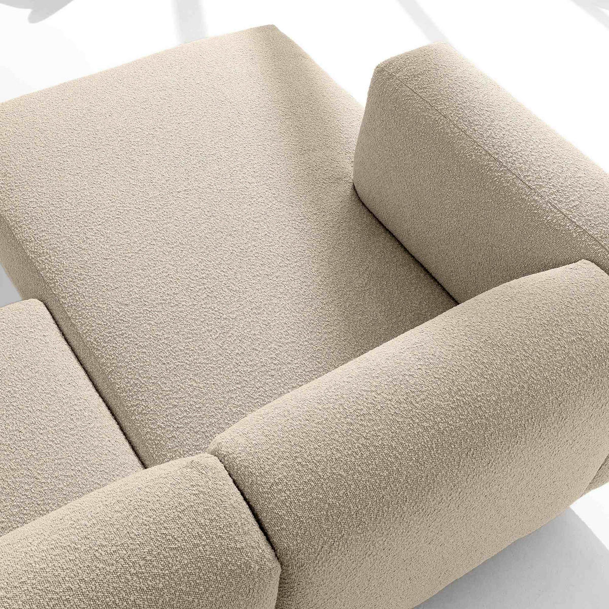 ECKSOFA-LINKS FOSERO, Bouclé - Buchefarben/Creme, Holz/Holzwerkstoff (204/155cm) - KONSIMO®