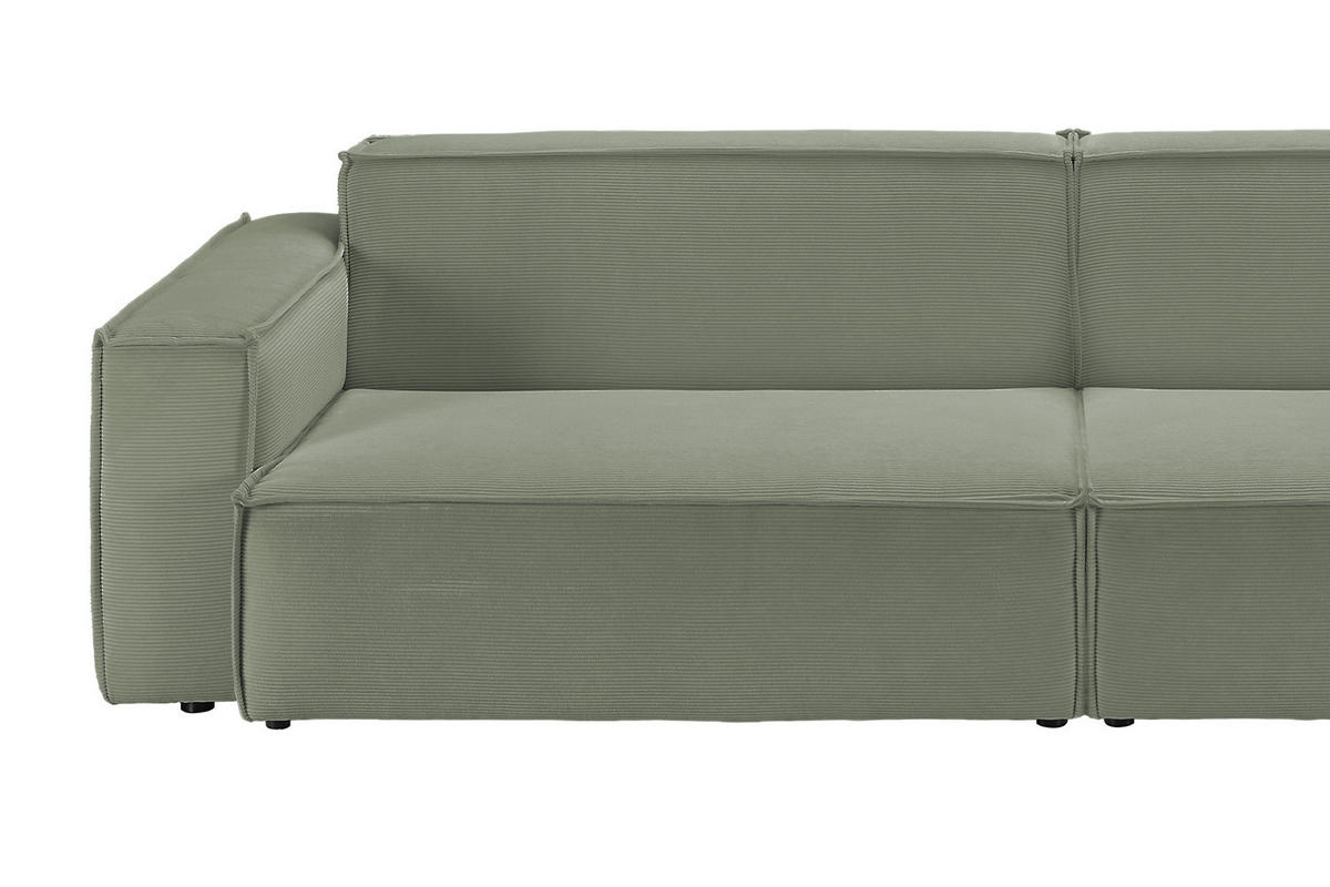 SOFA SAMU Grün Cord - Schwarz/Grün, Textil (236/72/106cm) - KAWOLA