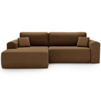 ECKSOFA Belvio Braun Links - Schwarz/Braun, Holz/Textil (257/177cm) - Graingold