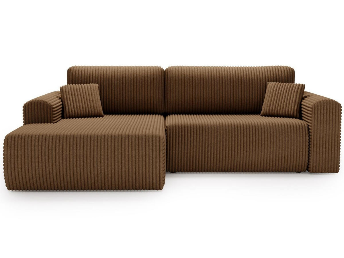 ECKSOFA Belvio Braun Links - Schwarz/Braun, Holz/Textil (257/177cm) - Graingold