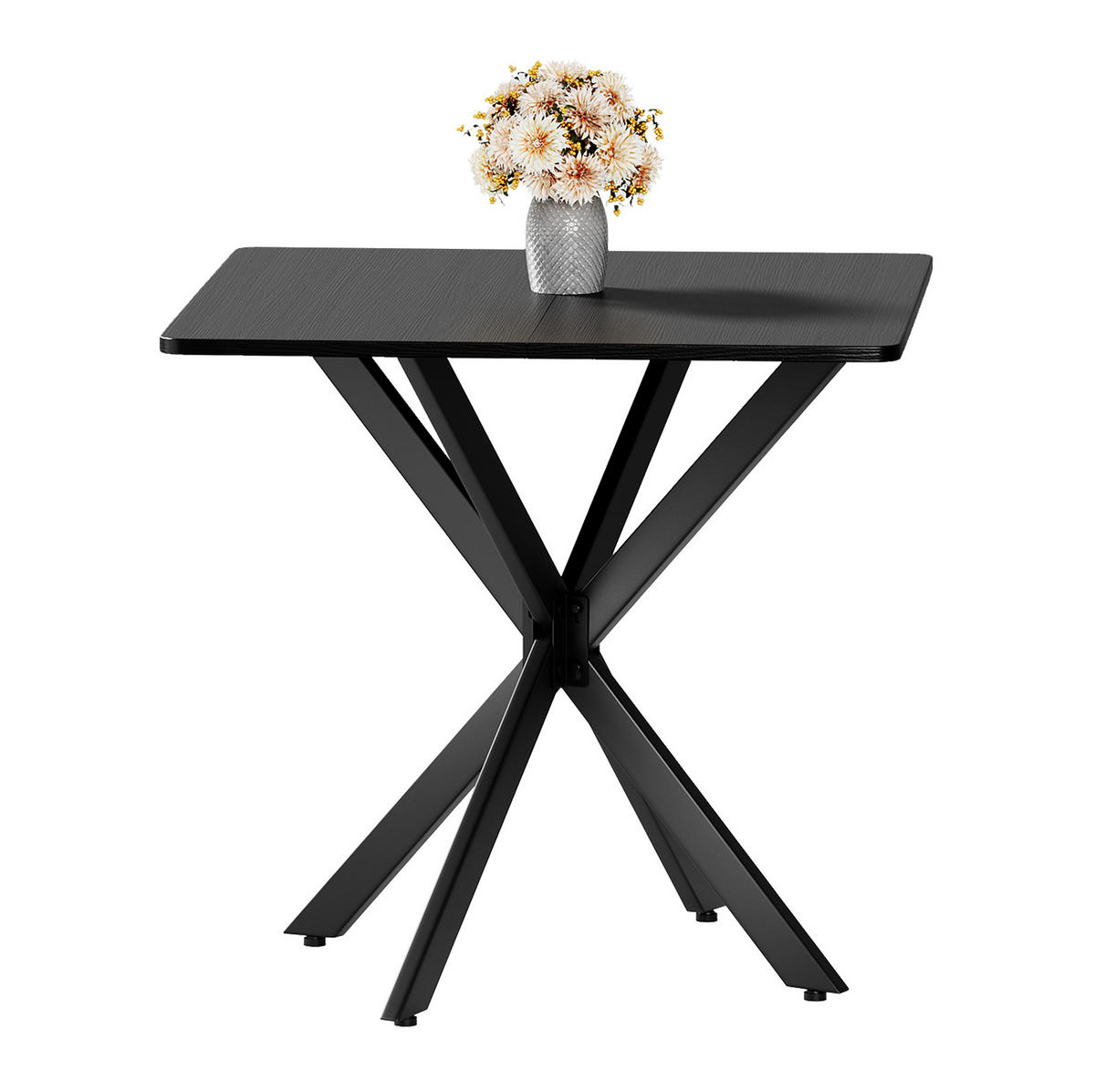 BEISTELLTISCH 80/80/75 cm mit X-Gestell und höhenverstellbaren Füßen, Schwarz - Schwarz, Holzwerkstoff (80/80/75cm) - Redom