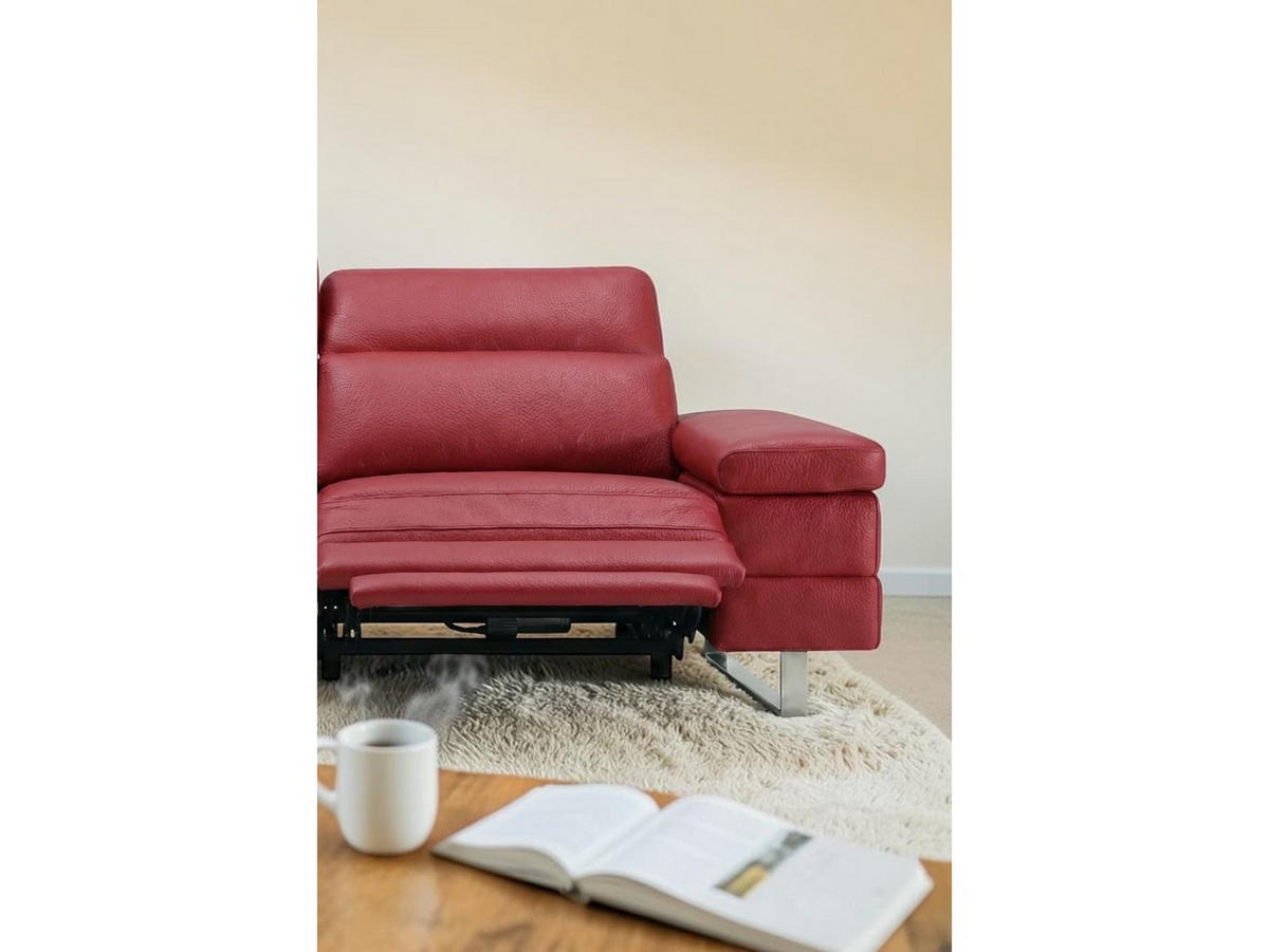 3-SITZER Sofa Virage Echtleder mit 1 x Relaxfunktion Rot - Rot, Leder/Metall (212/75/109cm)