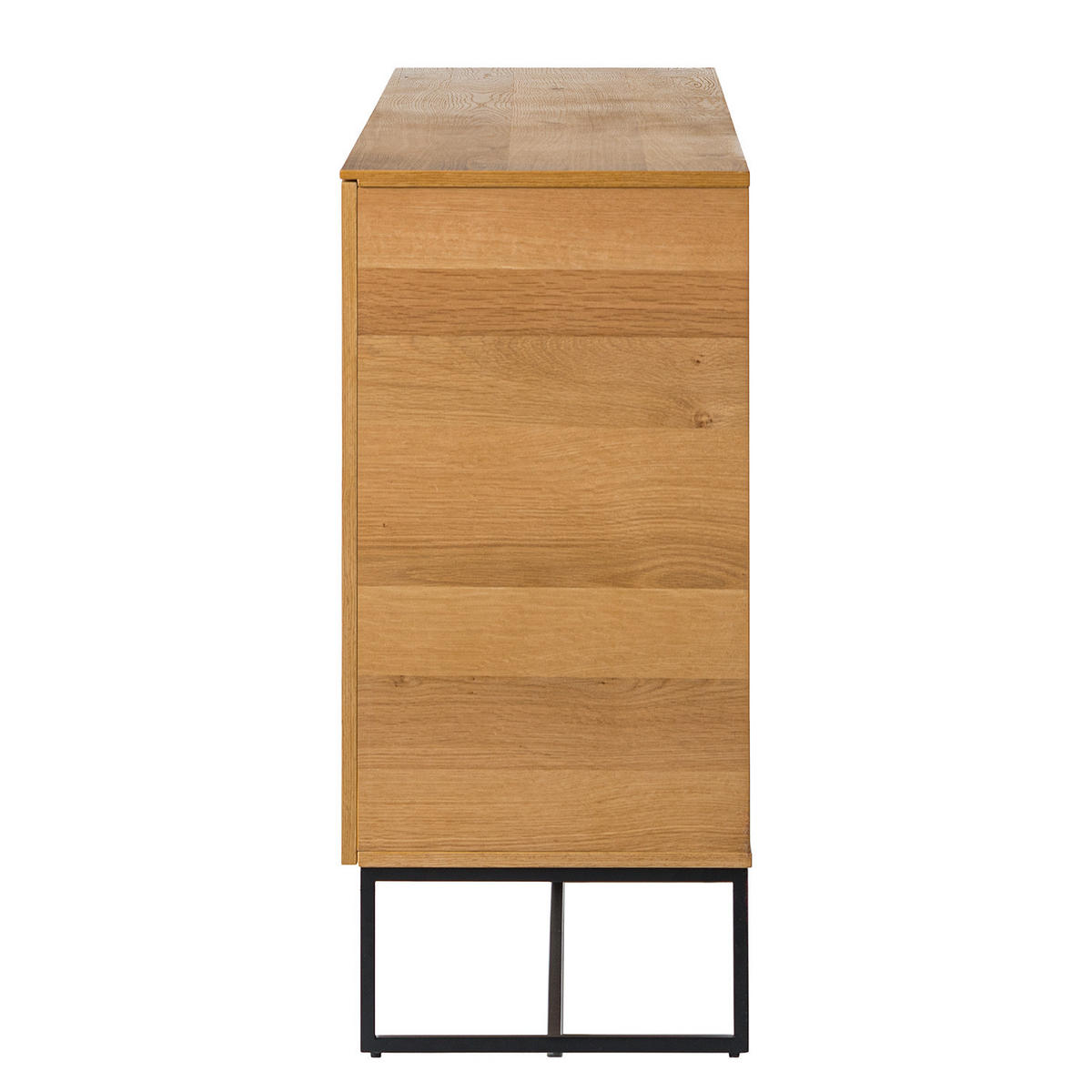 SIDEBOARD mit 2 Türen - Echtholzfurnier / Eisen, Eiche / Schwarz - Eichefarben/Schwarz, Holzwerkstoff (165/86/40cm) - home24