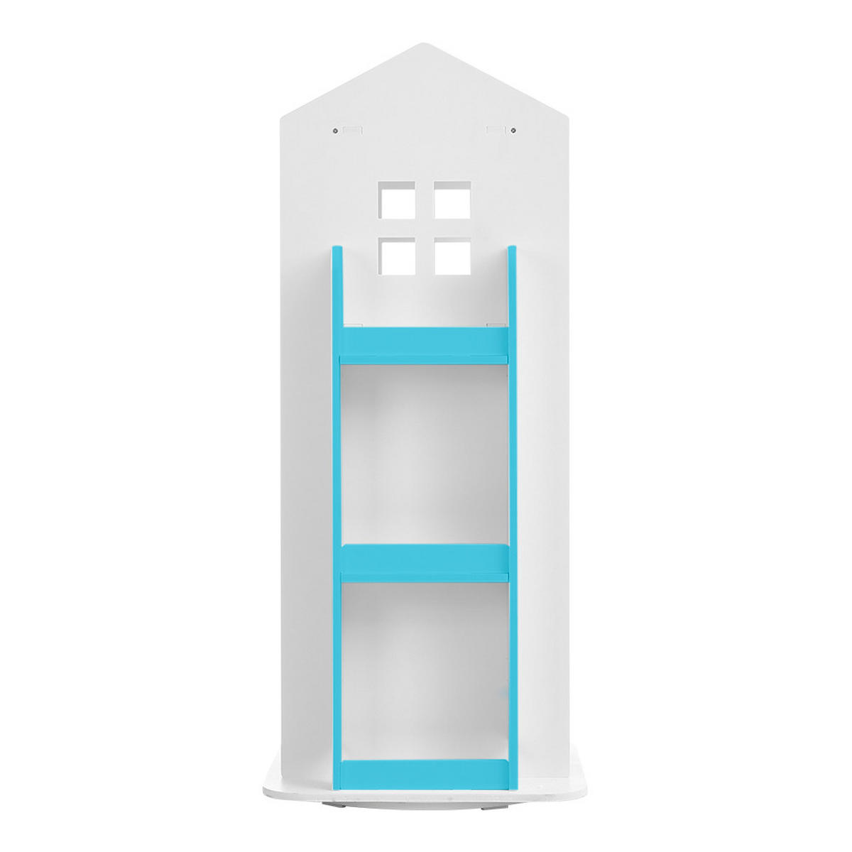 KINDERBÜCHERREGAL Drehbar Hausform WPC Weiß Blau - Blau/Weiß, Holzwerkstoff (41/96/41cm) - Livingandhome