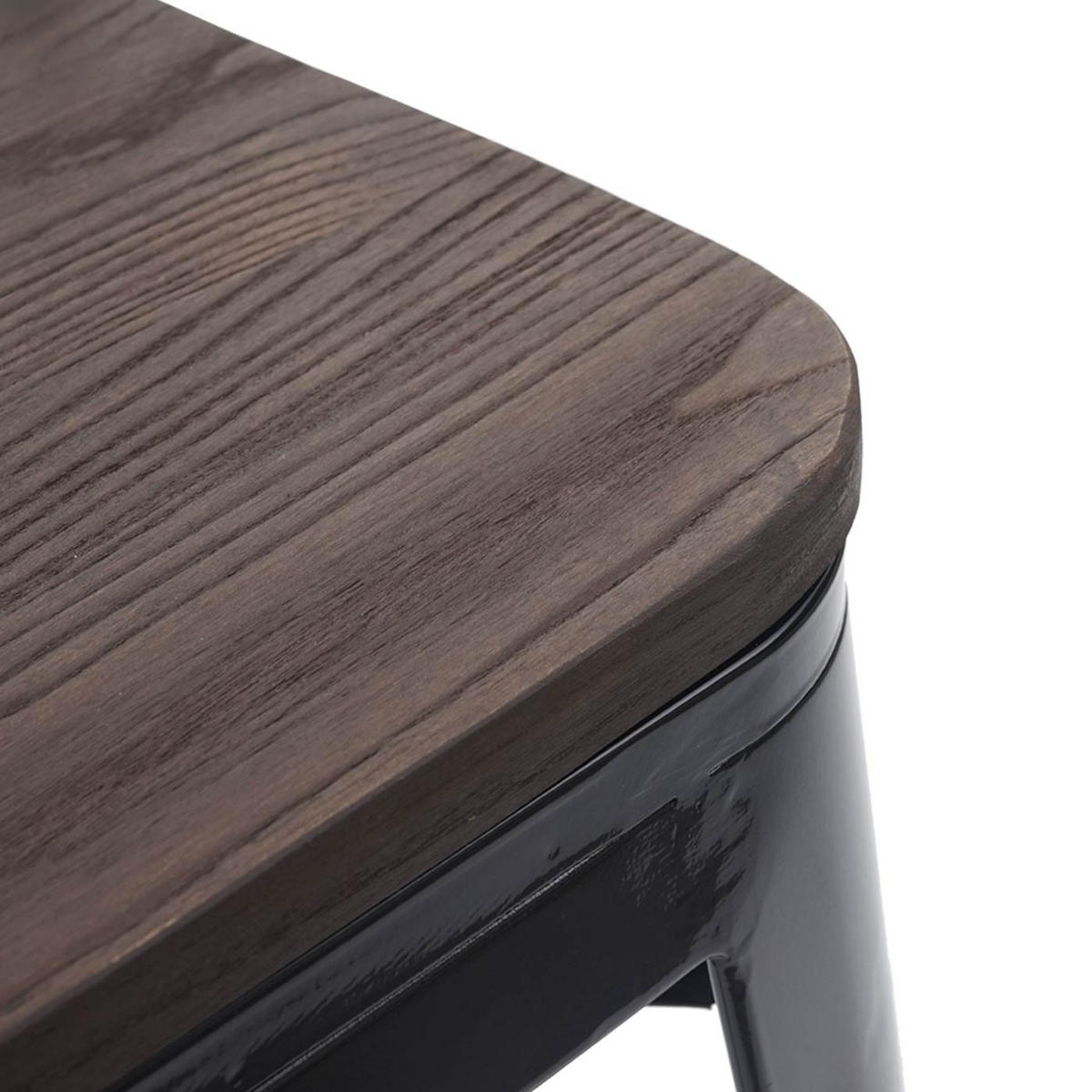 HOCKER HOLZ-SITZFLÄCHE Schwarz 4er-Set - Schwarz, Holz (39/45/39cm) - MCW