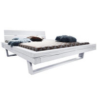BETT Massivholz Fichte 180 x 200 x 87 weiß BALKENMÖBEL #711 - Weiß, Holz (180/200cm) - Massivmoebel24