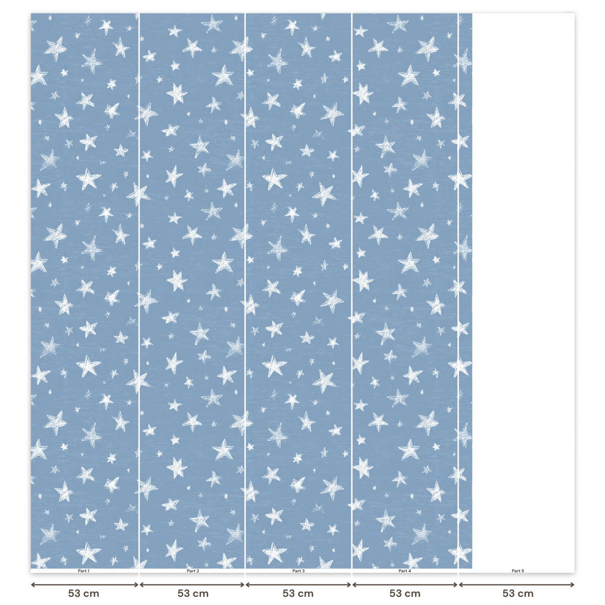 KINDERTAPETE - Sterne - Muster - Blau - 220x280 cm - Hellblau, Papier (220/280cm) - OnlyWow