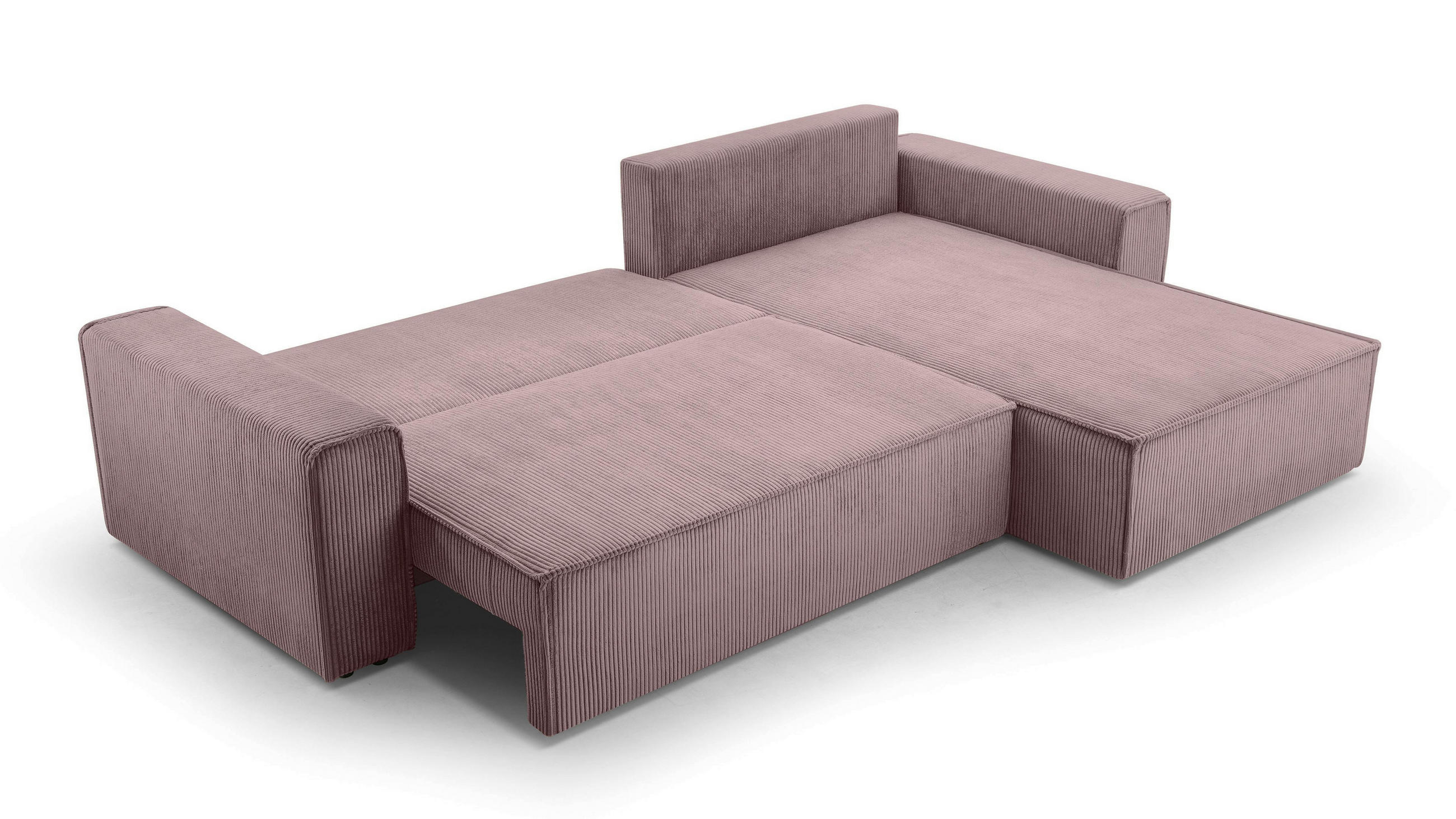 ECKSOFA L Form Cedria Lavendel 287/145/85 cm mit Schlaffunktion - Hellrosa/Schwarz, Kunststoff/Textil (287/145cm) - AX Living