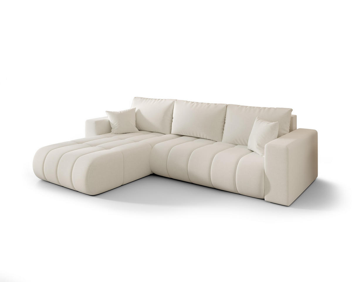 ECKSOFA ARDEN Samt Ecru L - Links - Ecru, Textil (175/280cm) - Luxkor24