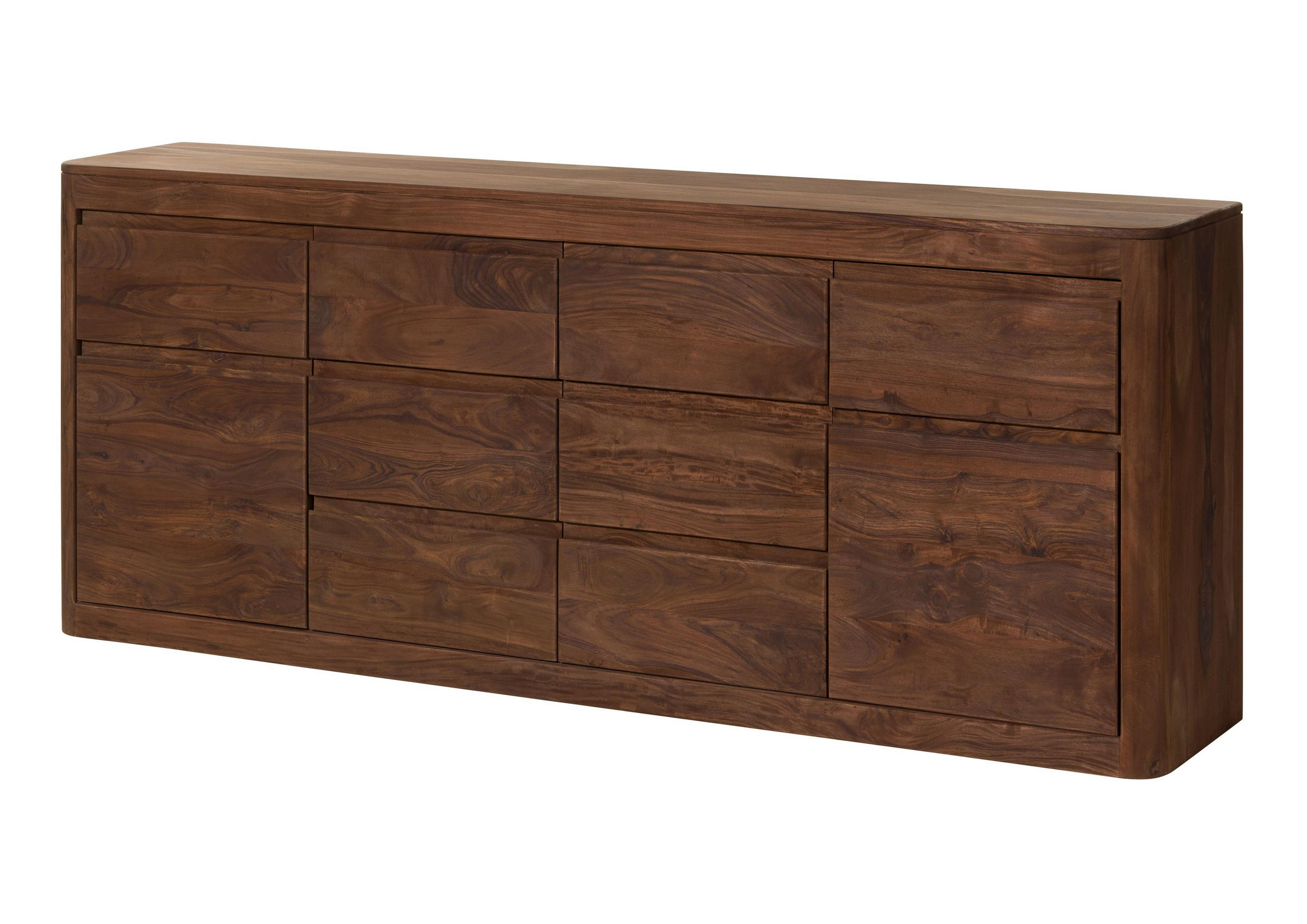 SIDEBOARD Sheesham 200x40x80 rot-braun gebeizt TORONTO #170 - Dunkelbraun, Holz (200/80/40cm) - Massivmoebel24