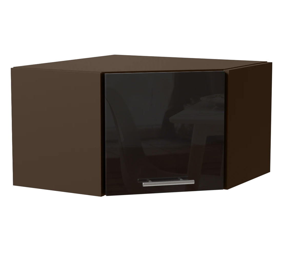 Feldmann-Wohnen Eckhängeschrank Schwarz Hochglanz, Dunkelgrau 60x36x60 cm