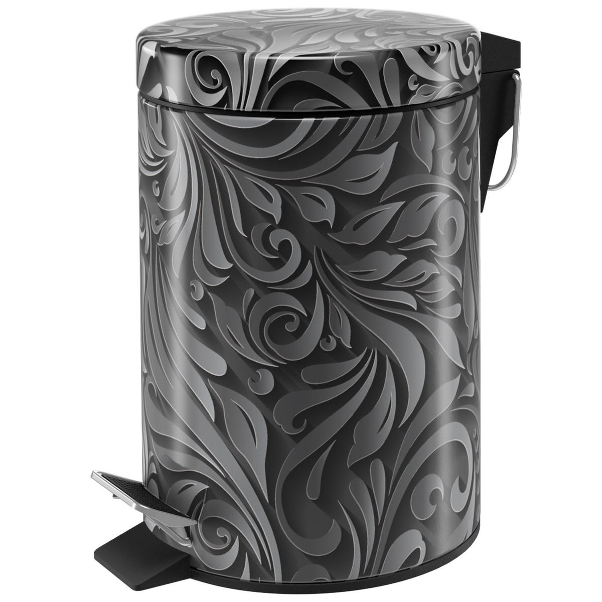 KOSMETIKEIMER Floral - Schwarz/Grau, Kunststoff/Metall (17/25/25cm) - Sanilo