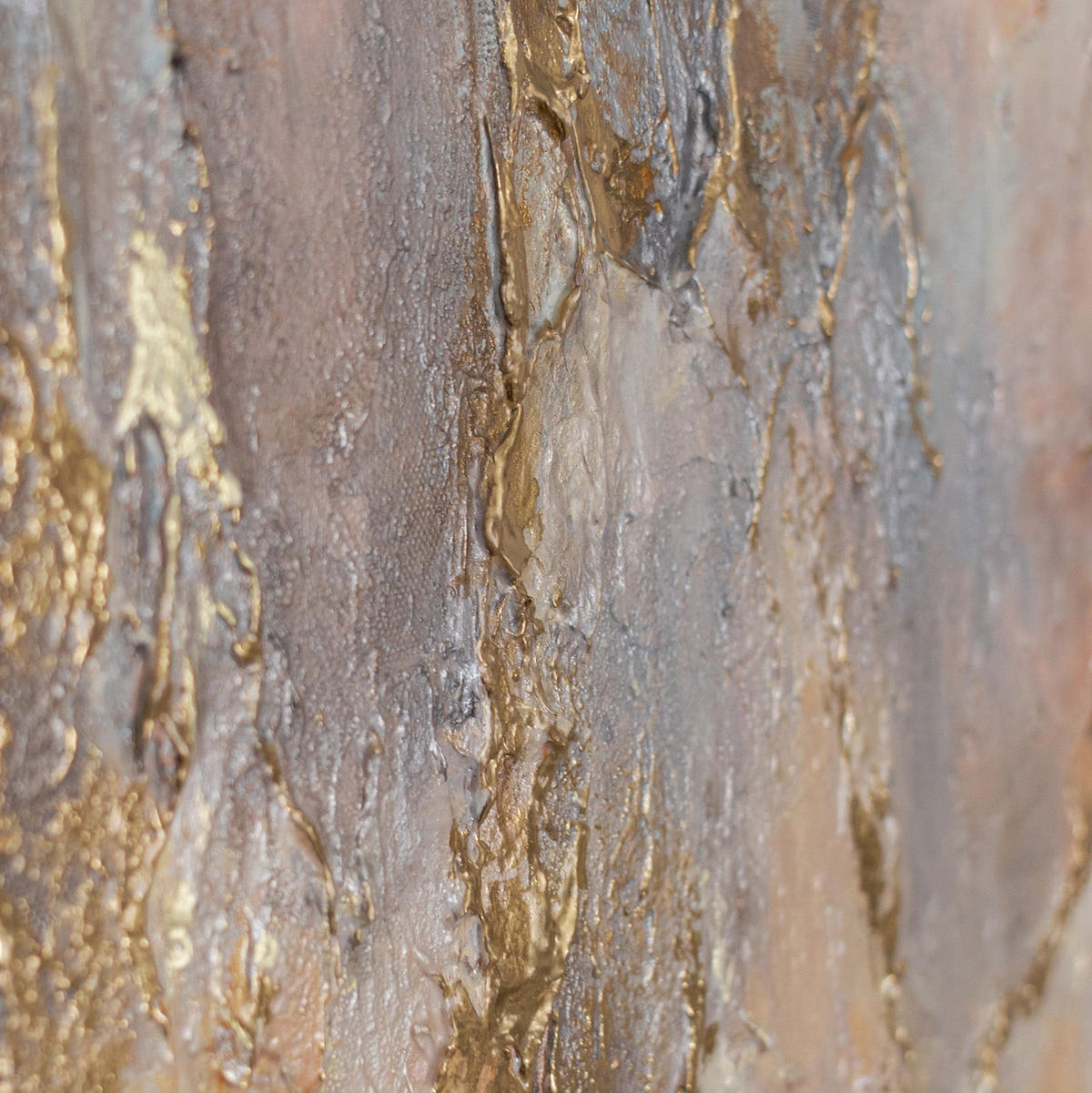 GEMÄLDE Goldener Schleier Schattenfugenrahmen Grau 70x50 cm - Grau, Holz (70/50cm) - YS-art gallery