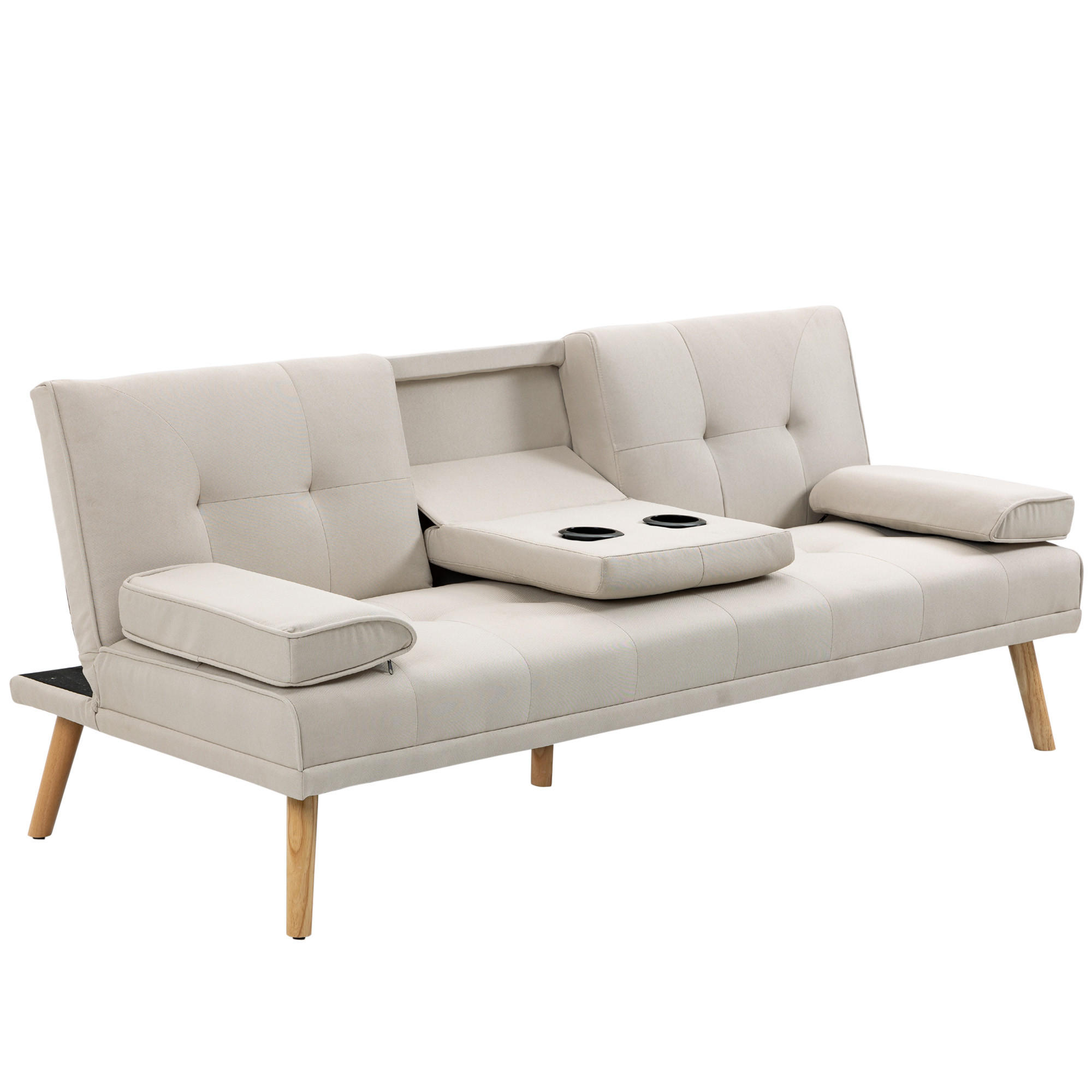 SCHLAFSOFA 3-Sitzer DE-13381 Beige - Beige, Textil (181/78/77cm) - ComfortXL