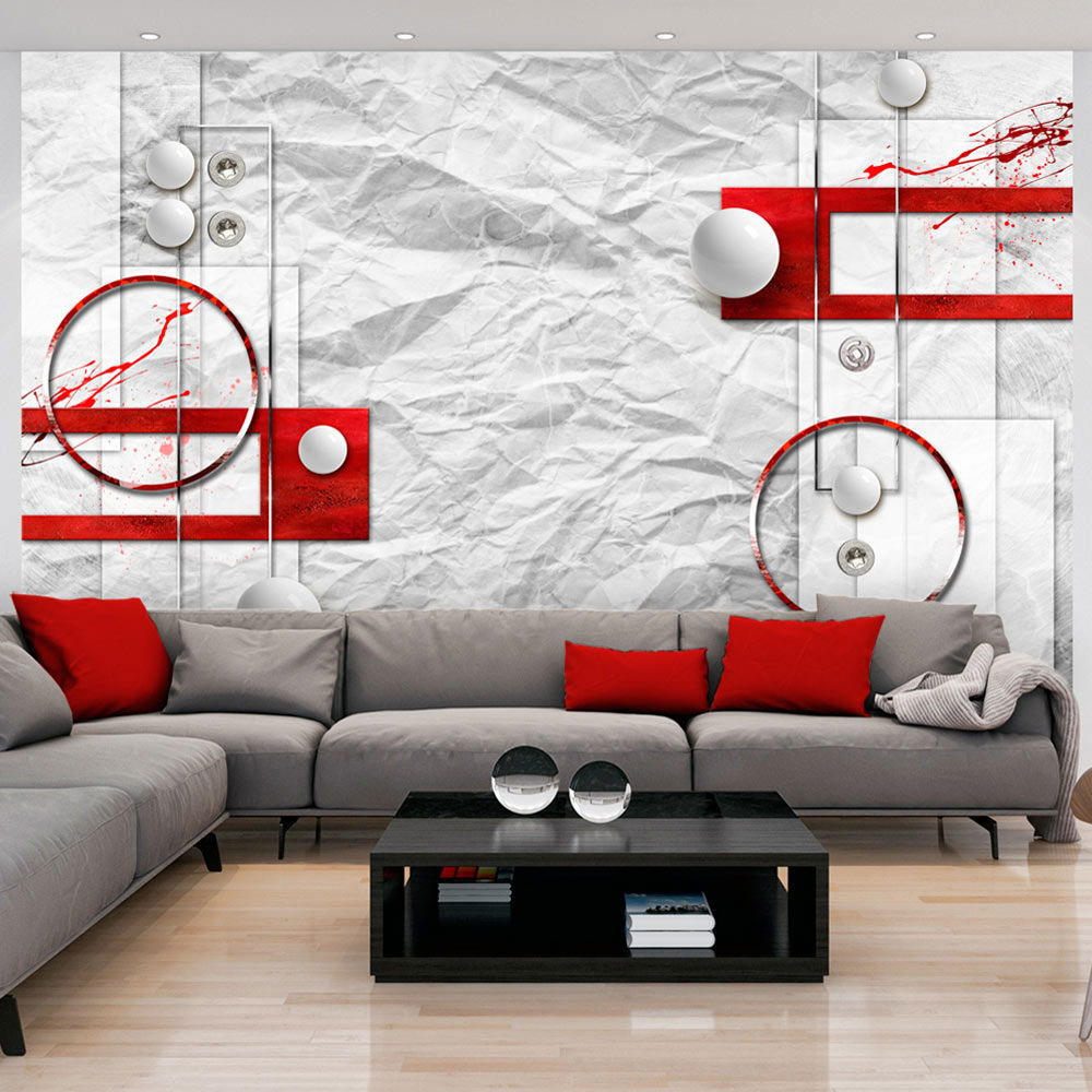VLIESTAPETE Weiß 350/245 cm - Rot/Weiß, Textil (350/1cm) - KUNSTLOFT