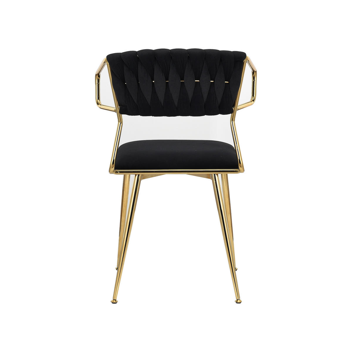 ESSZIMMERSTUHL 2er Set aus Samt - Schwarz, Metall (44.5/77/44.5cm)