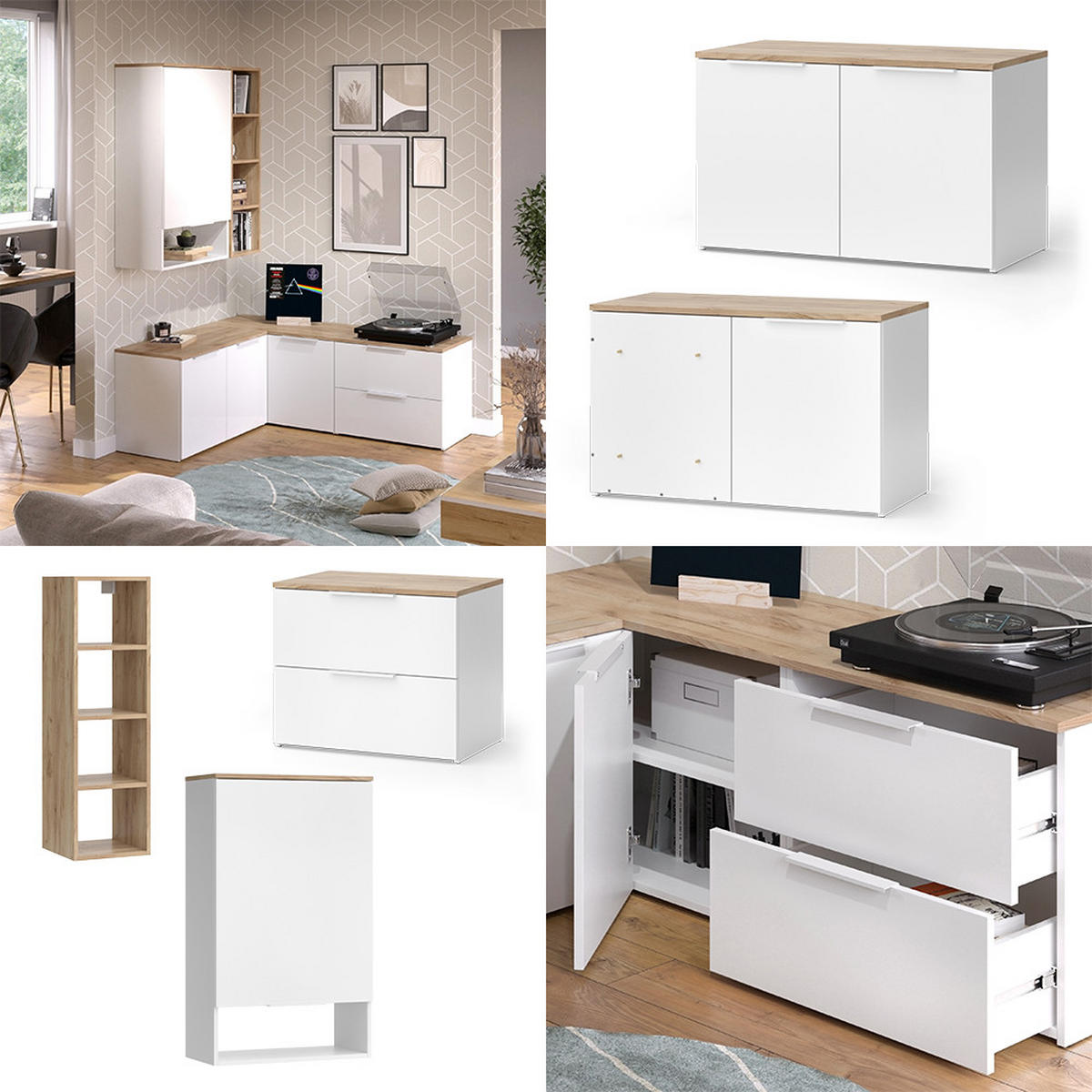 ŽIVÁ STĚNA Wido Bílá/Sonoma - bílá/Sonoma dub, kompozitní dřevo (80/50/40cm) - Vicco