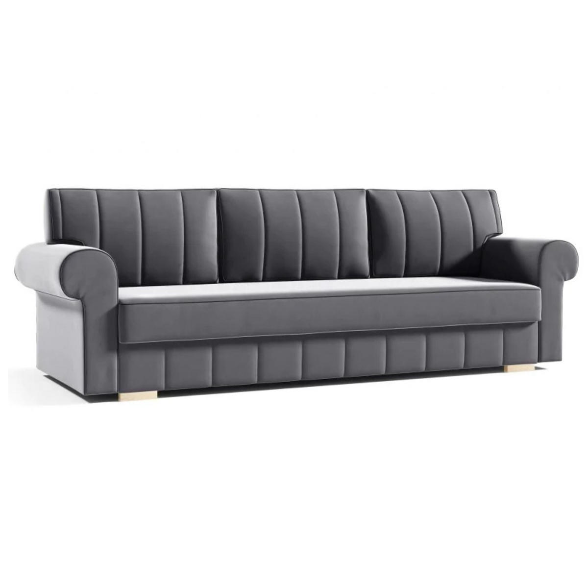 SCHLAFSOFA INES, Sofa mit Schlaffunktion und Bettkasten, Farbe: Dunkelgrau, Veloursstoff - Dunkelgrau, Textil (237/90/85cm) - Sepro Meble