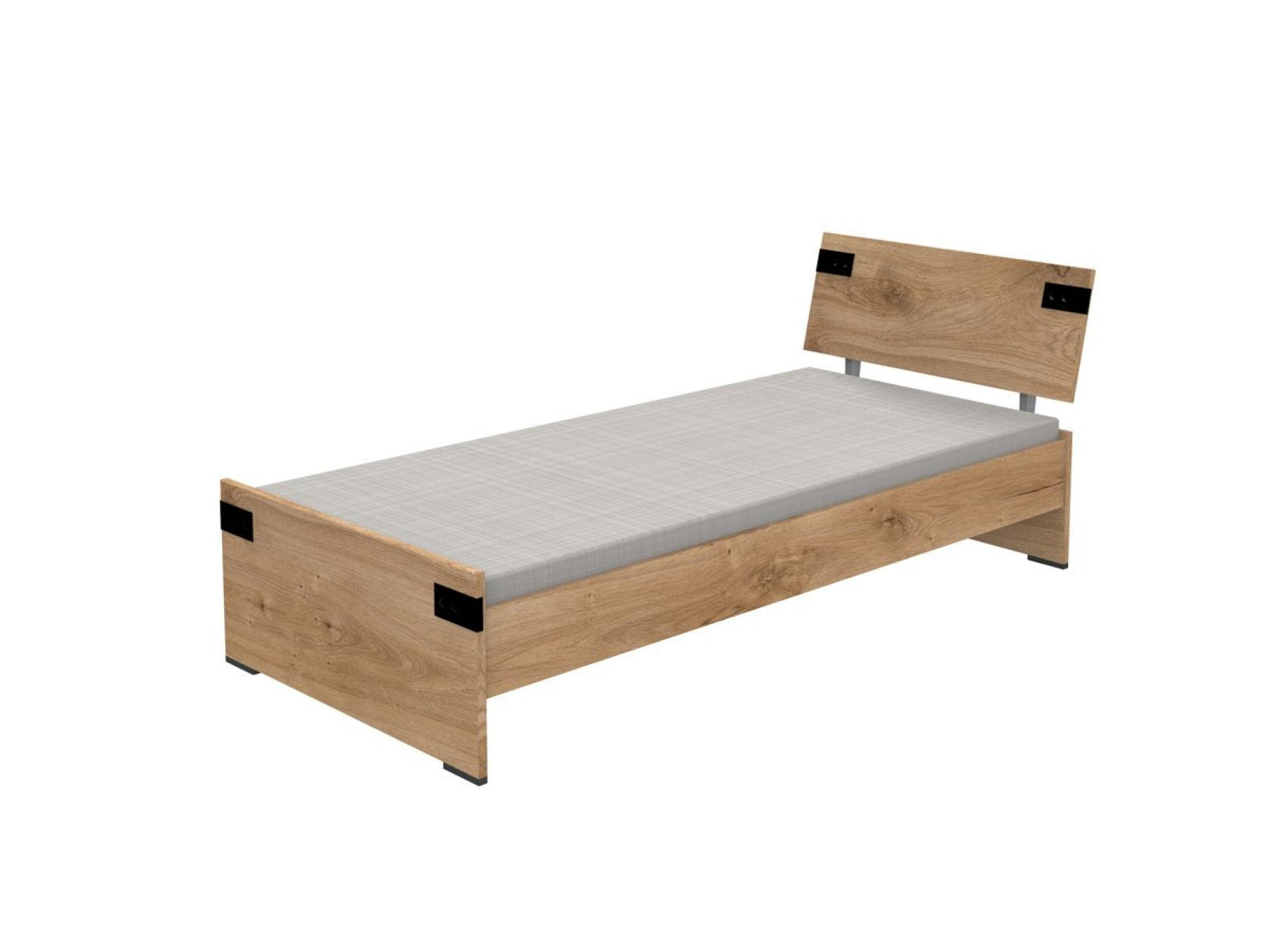 JUGENDBETT Liverpool in Plankeneiche und Graphit 120x200 cm - Braun, Holzwerkstoff (120/200cm)