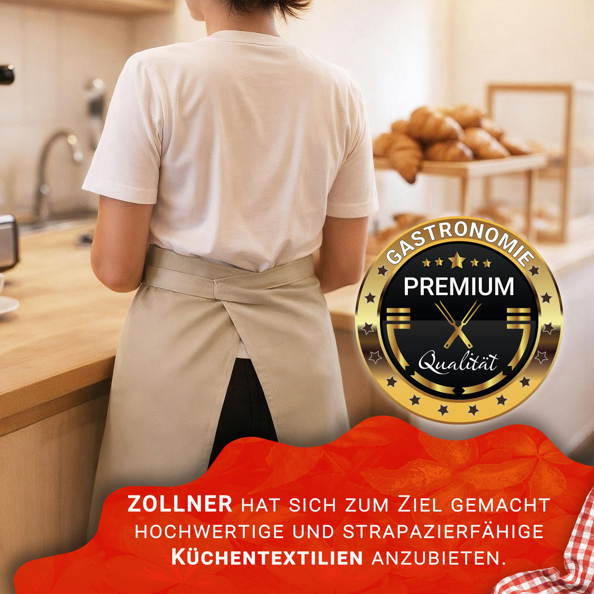 SCHÜRZE , 60x90 cm, 100% Baumwolle, Beige - Hellbraun, Textil (60/90cm) - Zollner