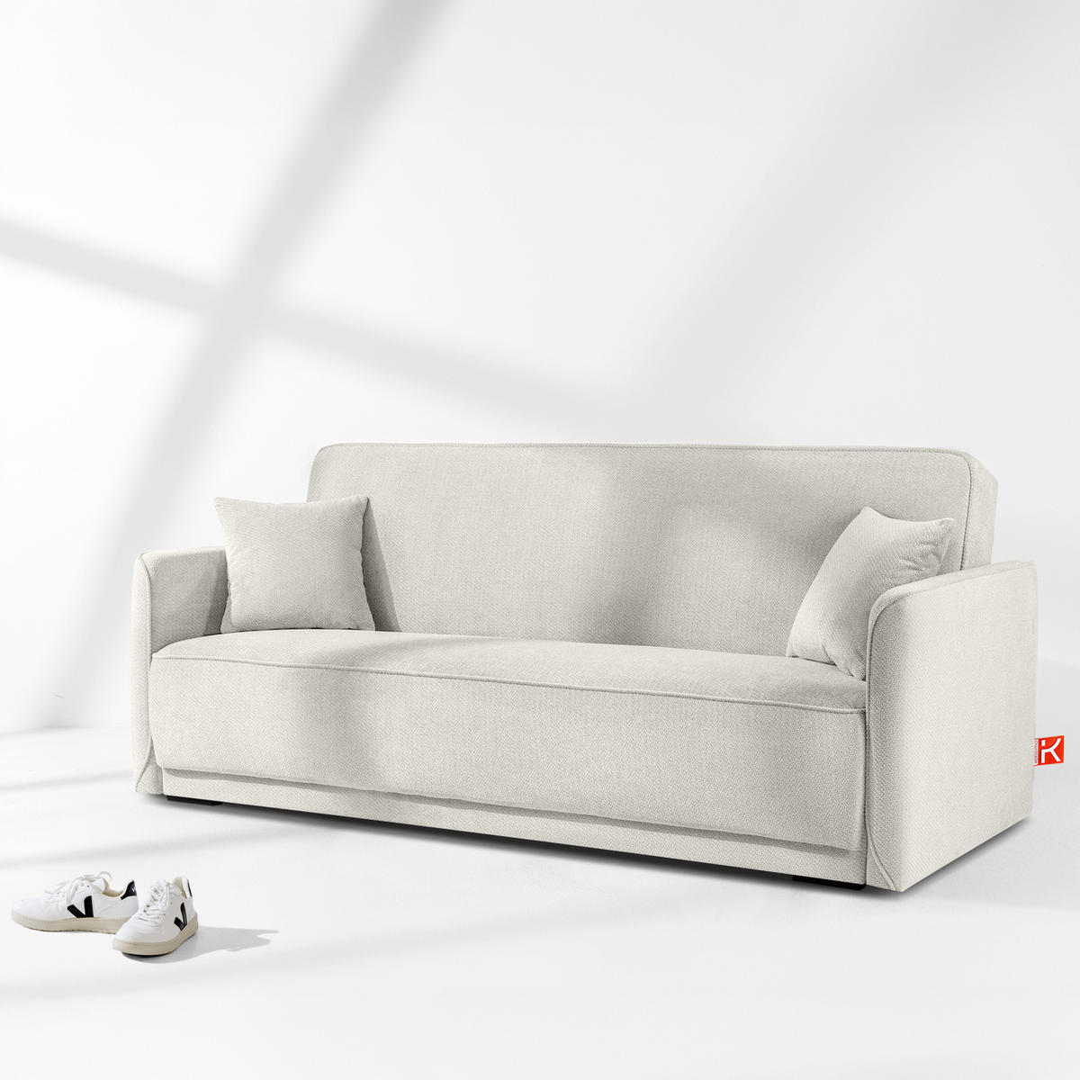 EINZELSOFA LIRIS, 3 Personen, Creme - Creme, Holz/Holzwerkstoff (208/91/98cm) - KONSIMO®