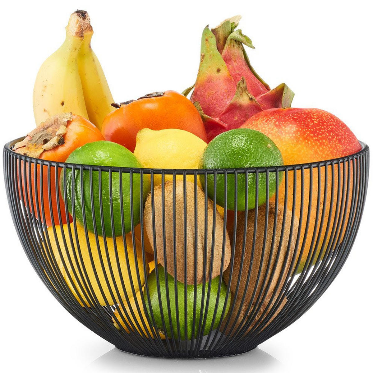 DRAHTSCHALE für Obst Schwarz 25/25/14 cm - Schwarz, Metall (25/14cm) - ZELLER