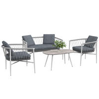 GARTENMÖBEL Set, PE Rattan, Grau - Grau, Kunststoff - Outsunny