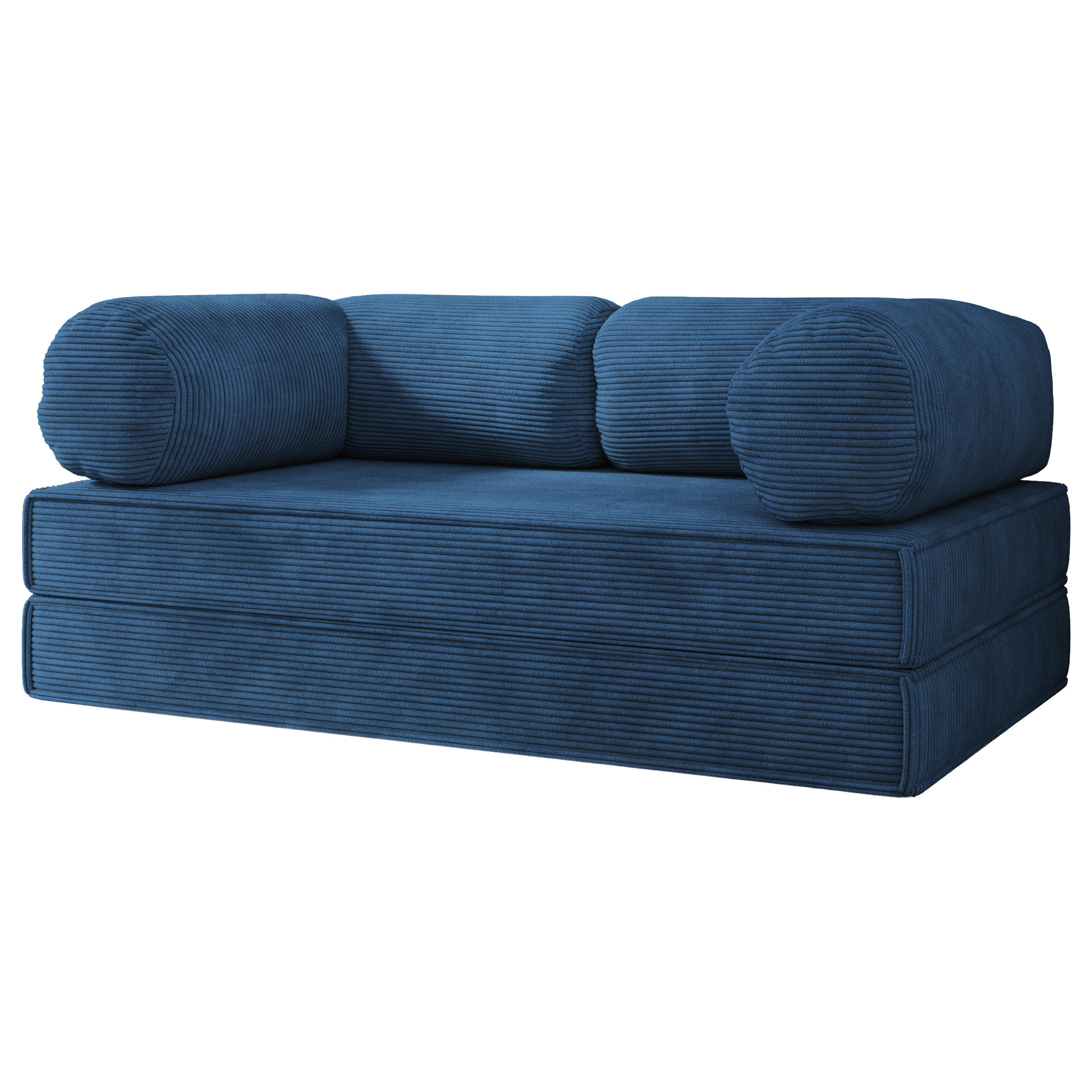 BETTSOFA ALVIO aus Schaumstoff Cordstoff Blau Schlaffunktion - Blau, Textil (170/68/80cm) - MASSENO