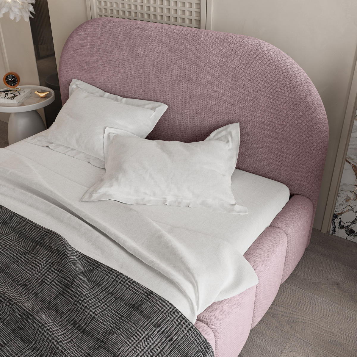 POLSTERBETT FLUSSO 160x200 cm mit Bettkästen - Rosa - Rosa, Holz (160/200cm) - MASSENO